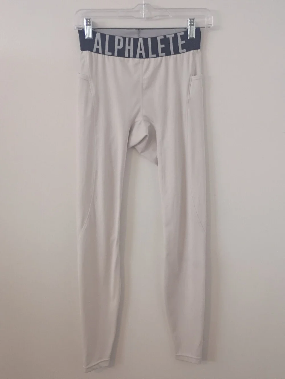 Alphalete Light Gray Logo Waistband Pocket Leggings